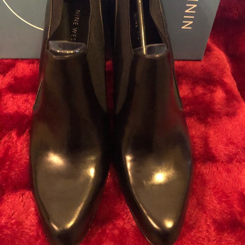 Black leather booties